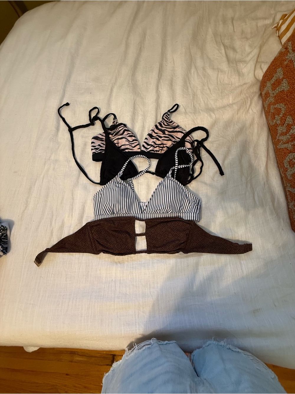 4 Women's Bikini Tops - Pink Zebra, Black & White Stripe, Brown Various Brands